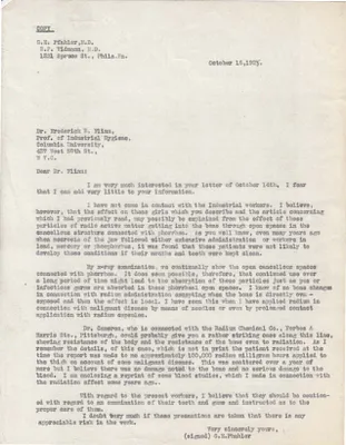 Letters Sent to Dr. Frederick B. Flinn, October 16, 1925