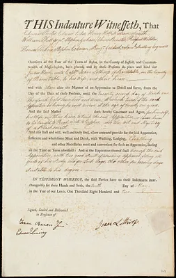 James Henly indentured to apprentice with Isaac Lothrop of Barnstable, 10 May 1802