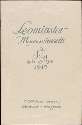 Souvenir program, Leominster 175th anniversary celebration