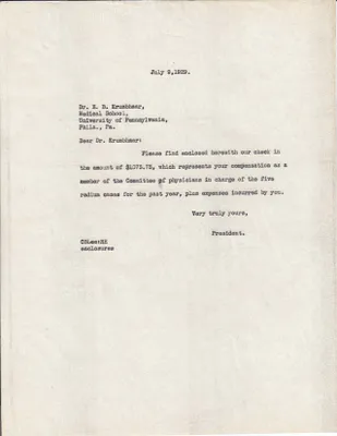 Letters Sent to Dr. E.B. Krumbhaar, July 9, 1929