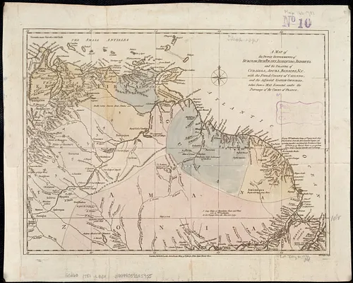 A map of the Dutch settlements of Surinam, Demerary, Issequibo, Berbices, and the islands of Curassoa, Aruba, Bonaire, &c