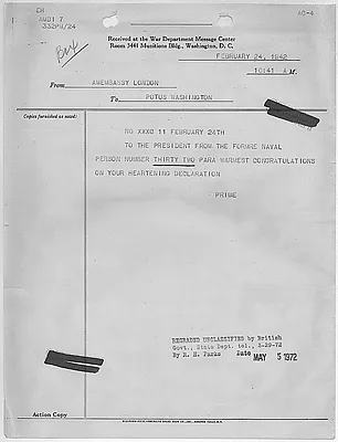 Winston Churchill to Franklin D. Roosevelt