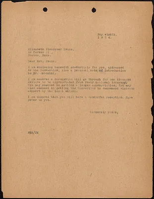 [Fred H. Moore] typed letter (copy) to Elizabeth Glendower Evans, [Boston, Mass.], May 8, 1924