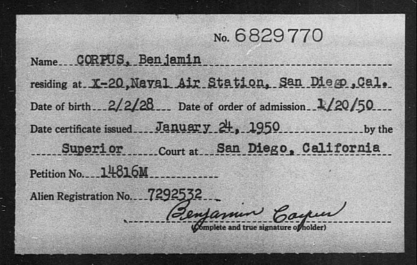 Corpus, Benjamin - 1950