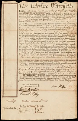Thomas Pilsberry indentured to apprentice with Isaac Phillips of Boston, 12 March 1757