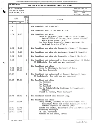 President Gerald R. Ford's Daily Diary, March 27, 1975
