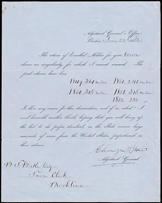 Notice that enrollment for town militia is inadequate