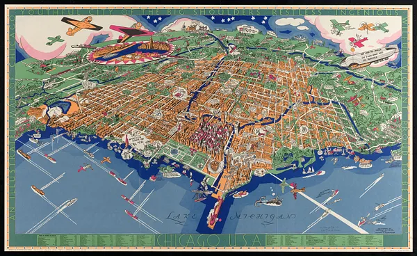 An illustrated map of Chicago