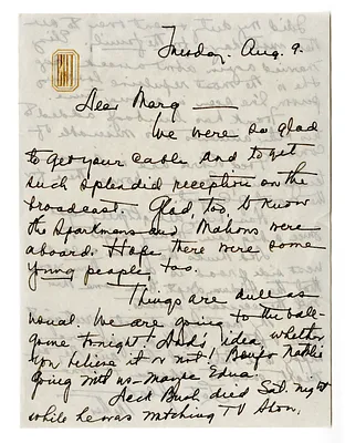 Letter from Bess W. Truman to Margaret Truman