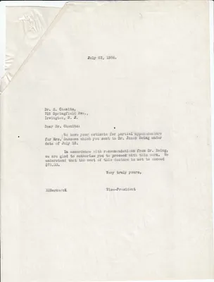 Letters Sent to Dr. H. Chenitz, July 23, 1934