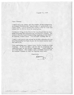 Correspondence Between President Harry S. Truman and J. Vivian Truman, with Related Material