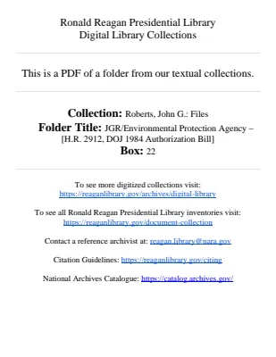 JGR/Environmental Protection Agency - [H.R. 2912, DOJ 1984 Authorization Bill]