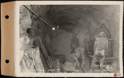 Contract No. 8, Sinking Shafts 6 and 7 for Wachusett-Coldbrook Tunnel, Rutland, east end tunnel, Shaft 7, Rutland, Mass., Jan. 13, 1928