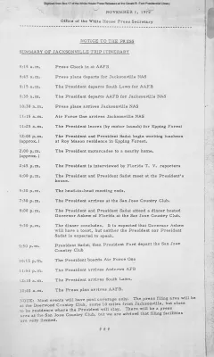 Summary of Jacksonville Trip Itinerary [Schedule]