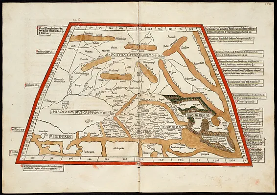 Septima Asia tabula continet Margianam, Bactrianam, Sogdianos, Sacas & Scythiam intra Imaū mōtē