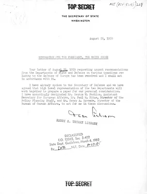 Correspondence Between President Harry S. Truman and Secretary of State Dean Acheson