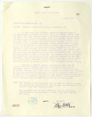Central Intelligence Agency, Intelligence Memorandum Number 315