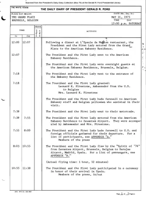 President Gerald R. Ford's Daily Diary, May 31, 1975