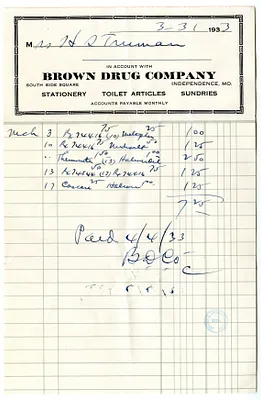 Bill from Brown Drug  Company