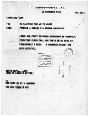 Telegram from Francis J. Cleary to F.G. McClintock