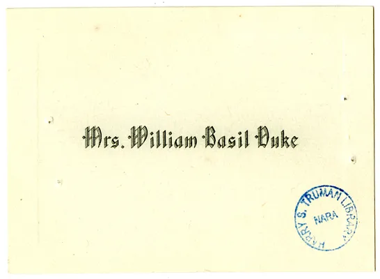 Wedding Gift Card from Louise (Mrs. William B.) Duke