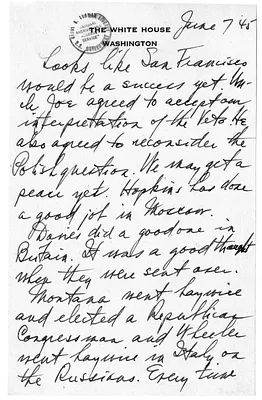 Longhand Note of President Harry S. Truman