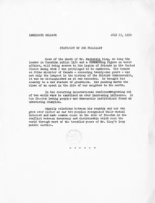 Press Release, Statement by President Harry S. Truman