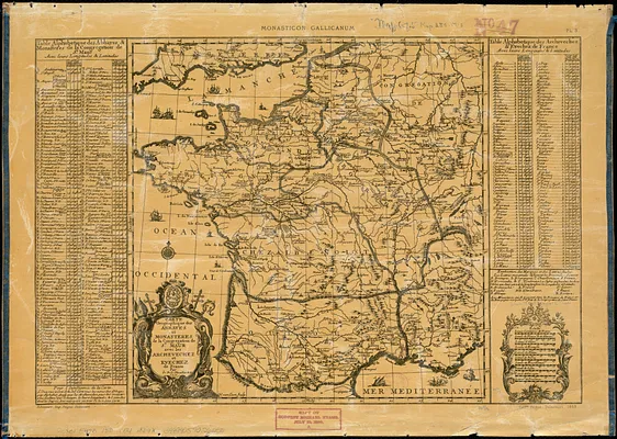 Carte geographique des abbayes et monasteres de la congregation de St. Maur avec les archevechez et evechez de France