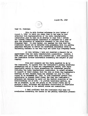 Letter to Senator Edwin C. Johnson
