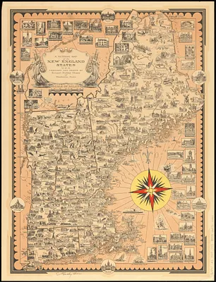 A pictorial map of the New England states U.S.A.