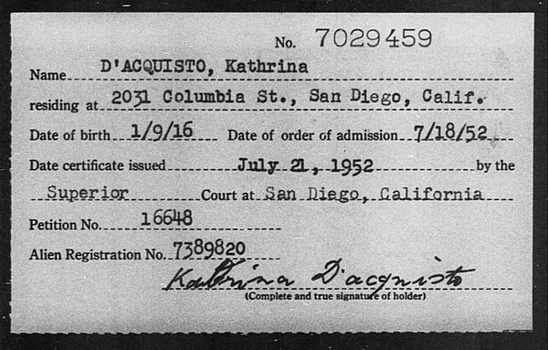 D'Acquisto, Kathrina - 1952