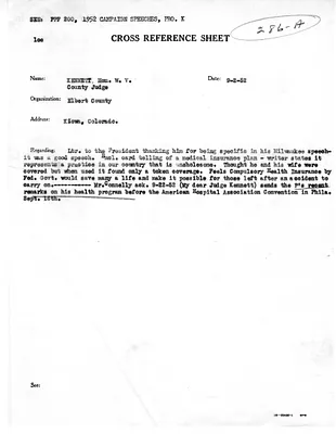 Cross Reference Memorandum