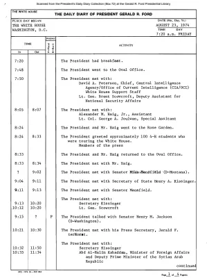 President Gerald R. Ford's Daily Diary, August 23, 1974