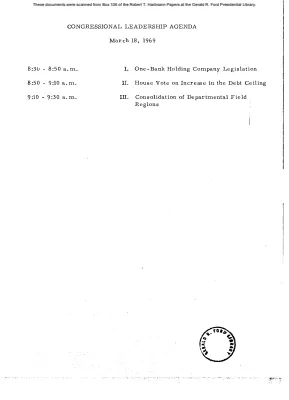 White House - Congressional Leadership Meeting, 3/18/69 (includes minutes and Hartmann notes)