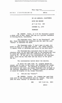 Press Secretary Briefings, 10/31/74
