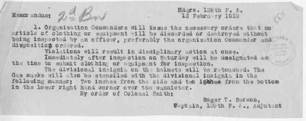 Memorandum to the Second Battalion from Captain Roger T. Sermon