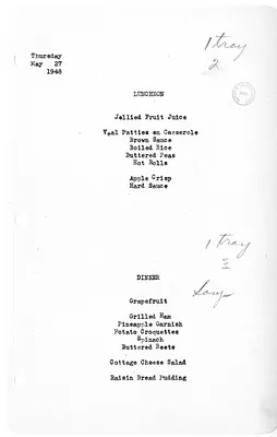 White House Luncheon and Dinner Menu