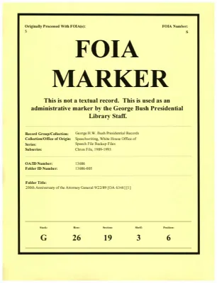 200th Anniversary of the Attorney General 9/22/89 [OA 6346] [1]