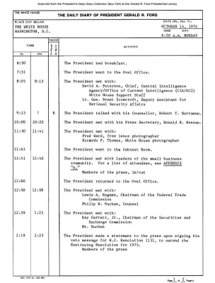 President Gerald R. Ford's Daily Diary, October 14, 1974