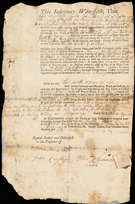 Thomas and Mary Smith indentured to apprentice with John Shew Smith of Boston, 4 May 1757