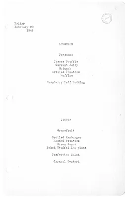 White House Luncheon and Dinner Menu