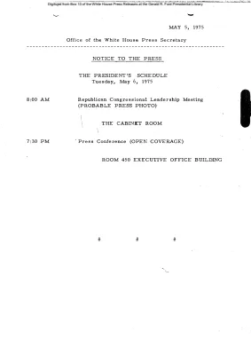President's Schedule, Tuesday, May 6, 1975