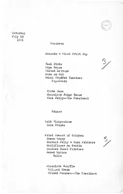 White House Luncheon and Dinner Menu