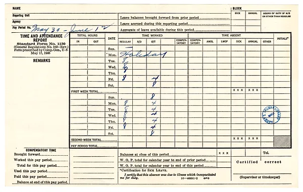 Time and Attendance Reports for Myrtle Bergheim