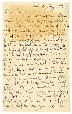 Letter from Mary Jane Truman to Harry S. Truman with Attached Newspaper Clippings
