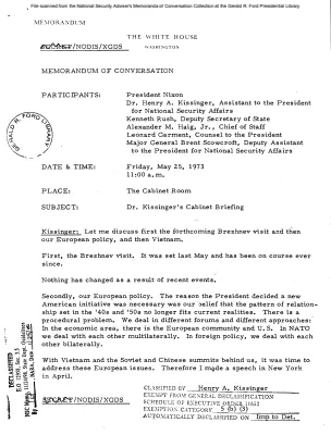 May 25, 1973 - Cabinet Meeting