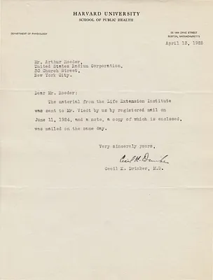 Letters Received to Arthur Roeder [A. Roeder], April 13, 1925