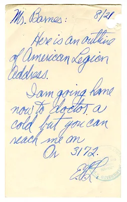 Handwritten Note to Tracy Barnes from Dr. E. P. Lilly, with Attachment