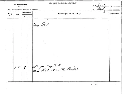 Lady Bird Johnson's Daily Diary Entry, 1/12/1964