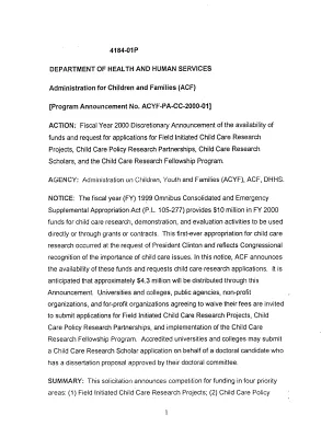 Child Care Research RFP [Request for Proposal]